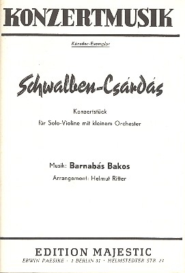 Schwalben-Csrds Konzertstck fr Violine und Salonorchester