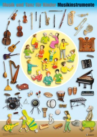 Musik und Tanz fr Kinder - Instrumentenposter  mit Flyer DIN A 1