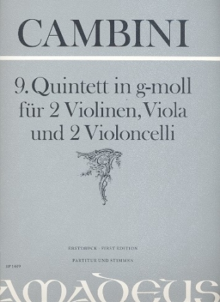 Quintett g-Moll Nr.9 fr 2 Violinen, Viola und 2 Violoncelli Partitur und Stimmen