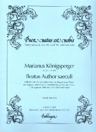 Beatus author saeculi fr Sopran (Alt), gem Chor, 2 Trompeten, Streicher und Orchel Stimmenset (Streicher 2-2-2)