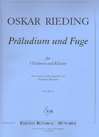 Prludium und Fuge fr 3 Violinen und Klavier Partitur und Stimmen