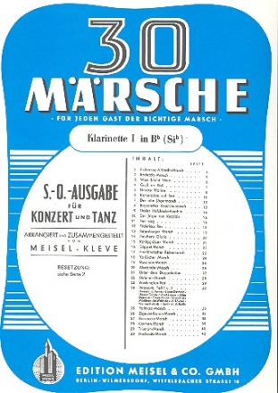 30 Mrsche fr Salonorchester Klarinette 1