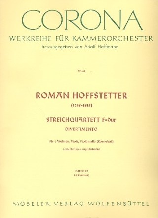 Streichquartett F-Dur fr 2 Violinen, Viola und Violoncello (Kontrabass) Partitur