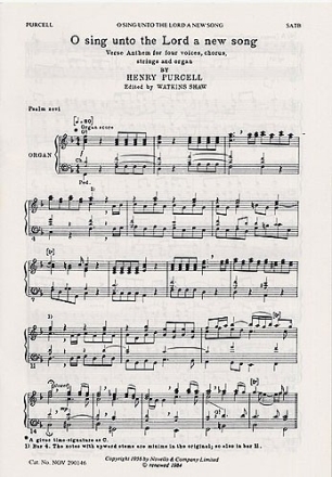 O SING UNTO THE LORD A NEW SONG for mixed chorus, strings and organ vocal score