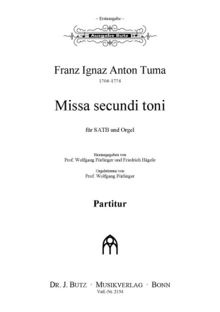 Missa secundi toni fr gem Chor und Orgel Partitur