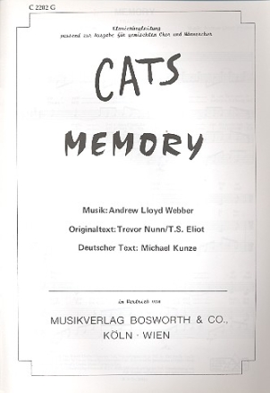 Memory aus 'Cats' fr gem Chor und Klavier Klavierpartitur (dt/en)