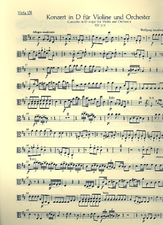 Konzert D-Dur KV211 fr Violine und Orchester Viola 1 und 2