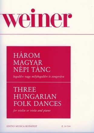 3 Hungarian Folk Dances for violin (viola) and piano