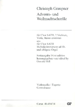 Advents- und Weihnachtschorle fr gem Chor, 2 Violinen, Viola und Bc Violoncello (Fagott/Kontrabass)