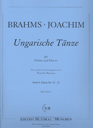 Ungarische Tnze Band 4 (Nr.17-21) fr Violine und Klavier