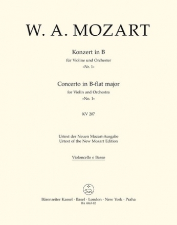 Konzert B-Dur KV207 fr Violine und Orchester Violoncello/Kontraba