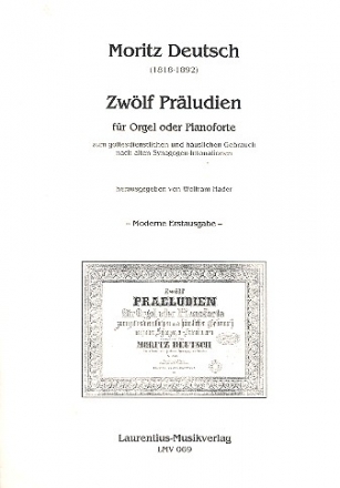 12 Prludien nach alten Synagogen-Intonationen fr Orgel (Klavier)