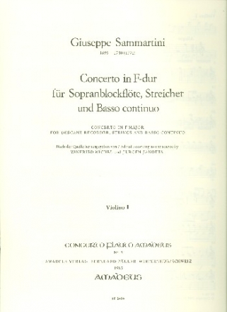 Concerto F-Dur fr Sopranblockflte, Streicher und Bc Violine 1