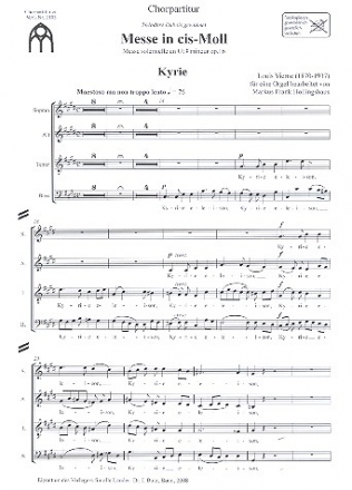Messe cis-Moll op.16 fr gem Chor und Orgel Chorpartitur