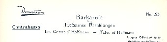 Barkarole aus Hoffmanns Erzhlungen fr Salonorchester Kontrabass