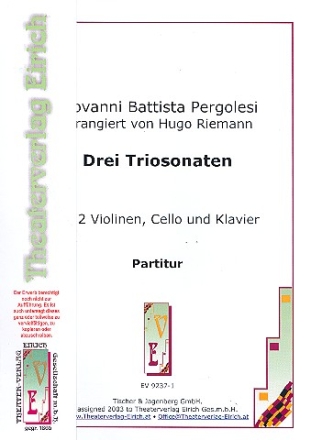 3 Sonaten fr 2 Violinen und Bc (Violoncello und Klavier) Partitur