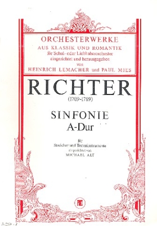 Sinfonie A-Dur fr Streicher und Tasteninstrument(e), (2 Flten ad lib) Partitur
