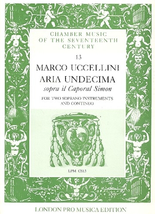Aria undecima sopra il Caporal Simon fr 2 Violinen (Melodieinstrumente) und Bc Partitur und Stimmen