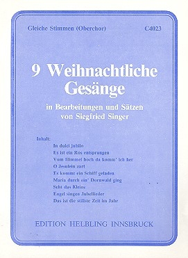 9 Weihnachtliche Gesnge fr Frauenchor (Kinderchor/Oberchor) a cappella Partitur