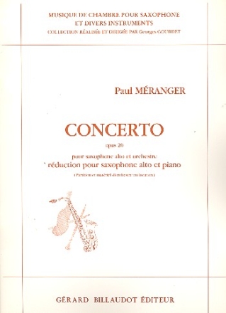 Concerto op.20 pour saxophone alto et orchestre pour saxophone alto et piano