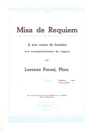 Misa de Requiem fr Mnnerchor und Orgel Partitur