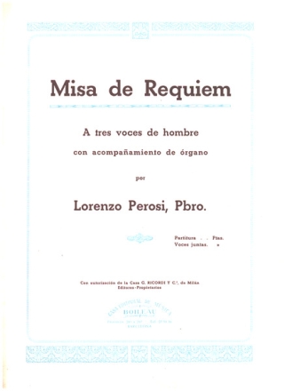 Misa de Requiem fr Mnnerchor und Orgel Partitur