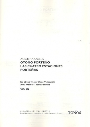 Otoo Porteo  fr Violine, Viola und Violoncello (3 Violoncelli) Stimmen