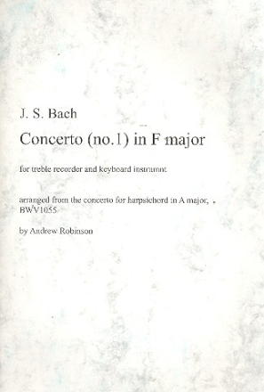 Concerto F major BWV1055 for treble recorder and piano