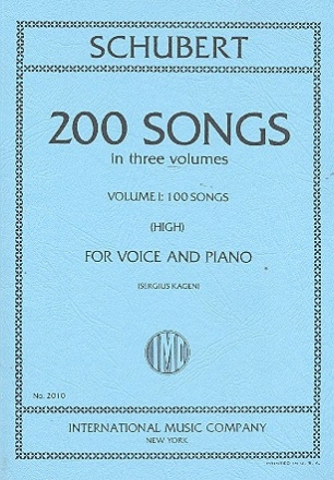 200 Songs in 3 Volumes vol.1 - 100 songs for high voice and piano (dt mit bersetzung im Vorwort)