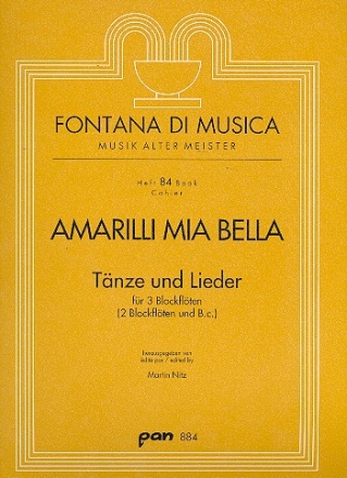 Amarilli mia bella fr 3 Blockflten (2 Blockflten und Bc) Partitur und Stimmen