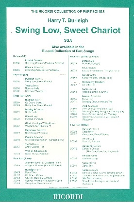 Swing low sweet Chariot for female chours (SSA) and piano score