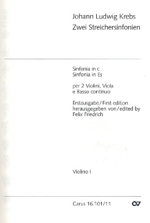 2 Streichersinfonien fr 2 Violinen, Viola und Bc Violine 1