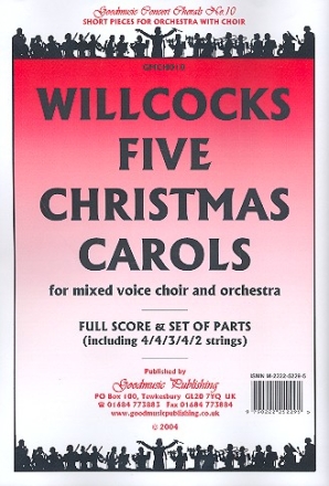 5 Christmas Carols  for mixed choir and orchestra score and parts (4-4-3-4-2 strings)