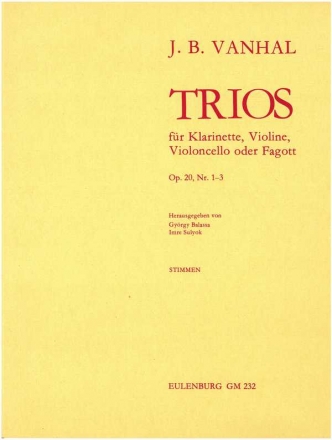 Trios op.20 Nr.1-3 fr Klarinette, Violine und Violoncello (Fagott) Stimmen