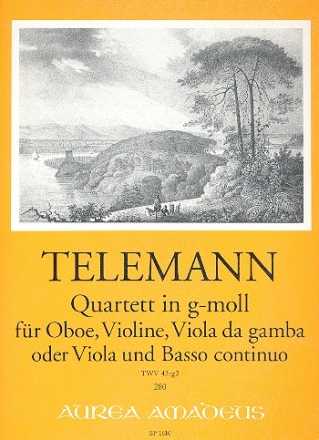 Quartett g-Moll fr Oboe, Violine, Viola da gamba (Viola/Violoncello) und BC Partitur und Stimmen