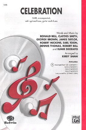 Celebration for mixed chorus (SATB) and piano (bass, guitar and drums ad lib) score