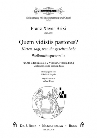 Quem vidistis pastores fr Altsolo (Bass), 2 Violinen, (Flte ad lib.), Violoncello und bc Partitur