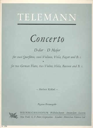 Konzert D-Dur fr 2 Flten, 2 Violinen, Viola, Fagott und Bc Partitur