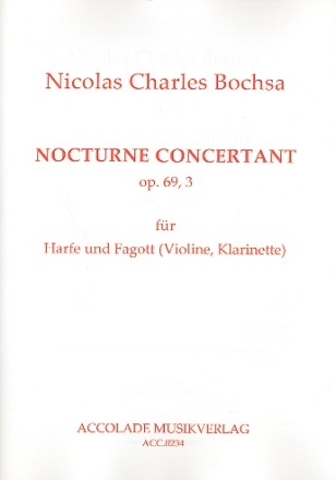 Nocturne concertant c-Moll op.69,3 für Harfe und Fagott (Violine/Klarinette) Partitur und Stimmen