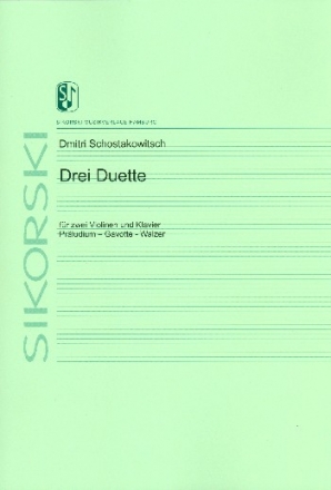 3 Duette fr 2 Violinen und Klavier Partitur und Stimmen,  Archivkopie