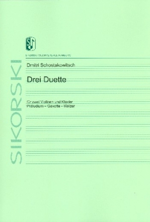 3 Duette fr 2 Violinen und Klavier Partitur und Stimmen,  Archivkopie