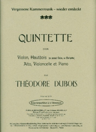 Quintett F-Dur f�r Violine, Oboe (Violine/Klarinette), Viola, Violoncello und Klavier Klavierpartitur und Stimmen