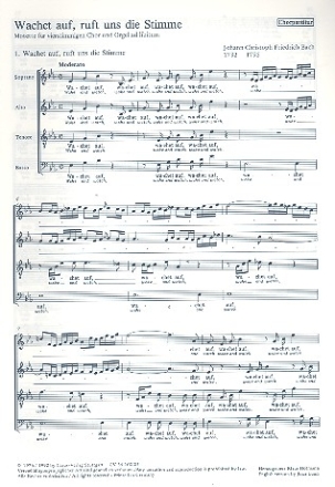 Wachet auf ruft uns die Stimme Kantate Nr.140 BWV140 Chorpartitur