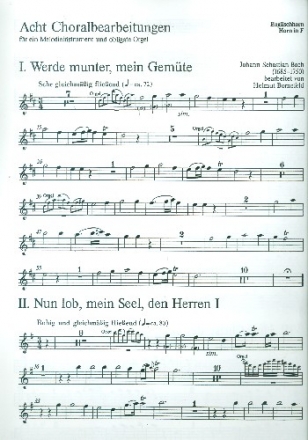8 Choralvorspiele nach Kantatenstzen fr Melodieinstrument und Orgel Englischhorn/Horn in F