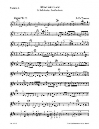 Kleine Suite D-Dur fr 2 Violinen, 2 Violen 2 Violen und Bc Violine 2