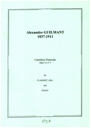 Cantilne pastorale op.15,3 for clarinet and piano