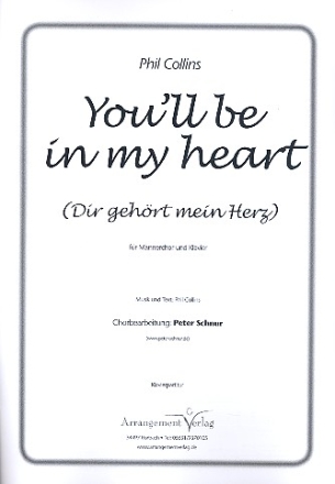 You'll be in my Heart fr Mnnerchor und Klavier Klavierpartitur (dt/en)