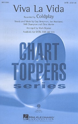 Viva la vida for mixed chorus (SATB) and piano choral score