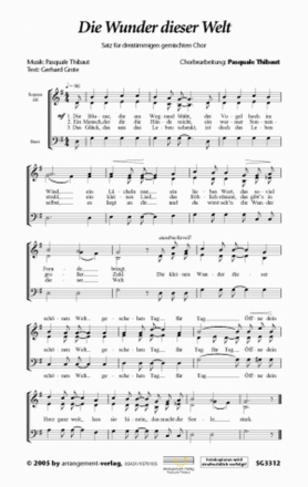 Die Wunder dieser Welt fr gem Chor (SAB) a cappella Partitur