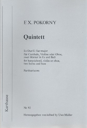 Quintett Es-Dur fr Cembalo, Violine (Oboe), 2 Hrner in Es und Bass Partitur und Stimmen